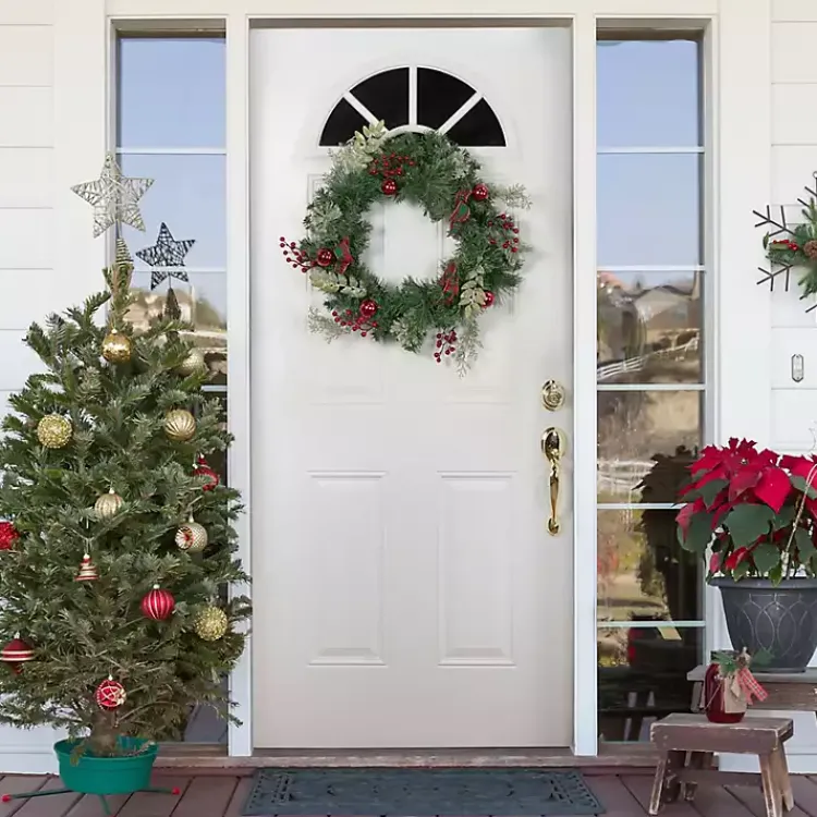 Wreaths>Kirklands Home Pine and Berry Christmas Wreath, 24 in.