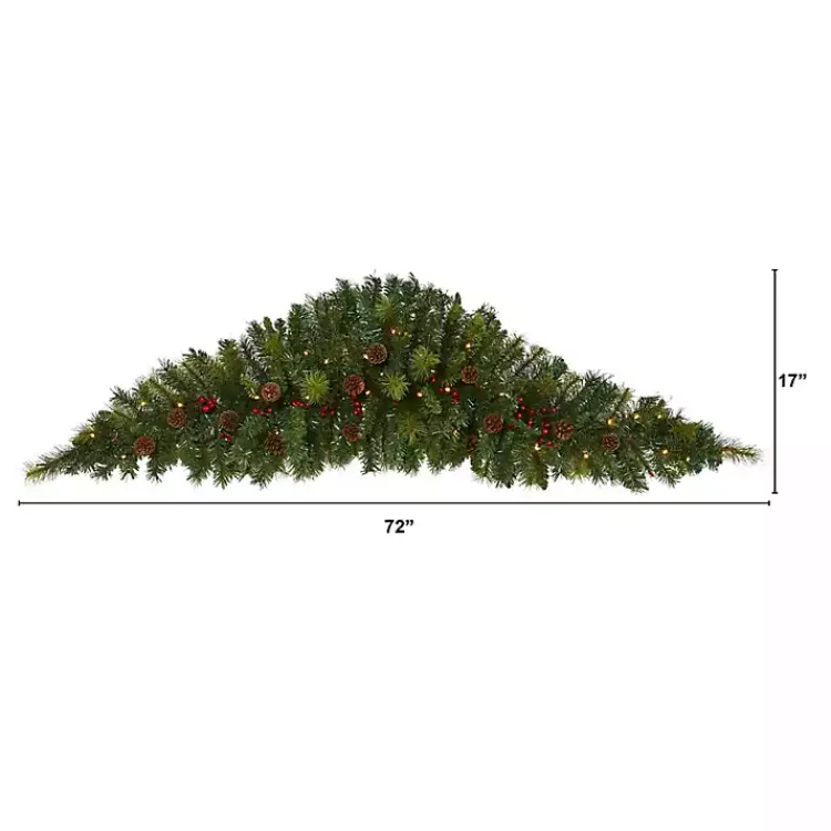 Christmas Wreaths>Kirklands Home Pine and Berry LED Swag Green