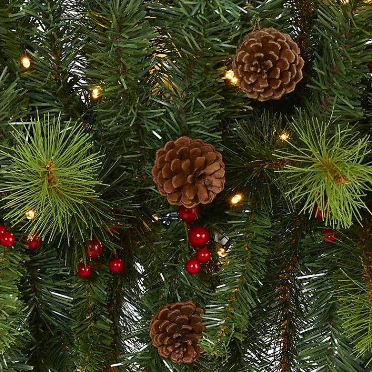 Christmas Wreaths>Kirklands Home Pine and Berry LED Swag Green