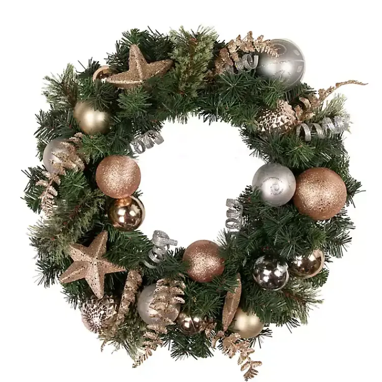 Christmas Wreaths>Kirklands Home Pine and Star Ornaments Wreath