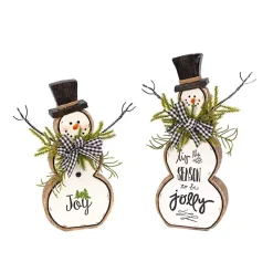Christmas Decorations>Kirklands Home Pine Greeting Snowman Figurines, Set of 2