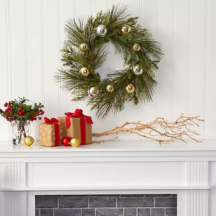 Christmas Wreaths>Kirklands Home Pine Mix and Ornament Wreath