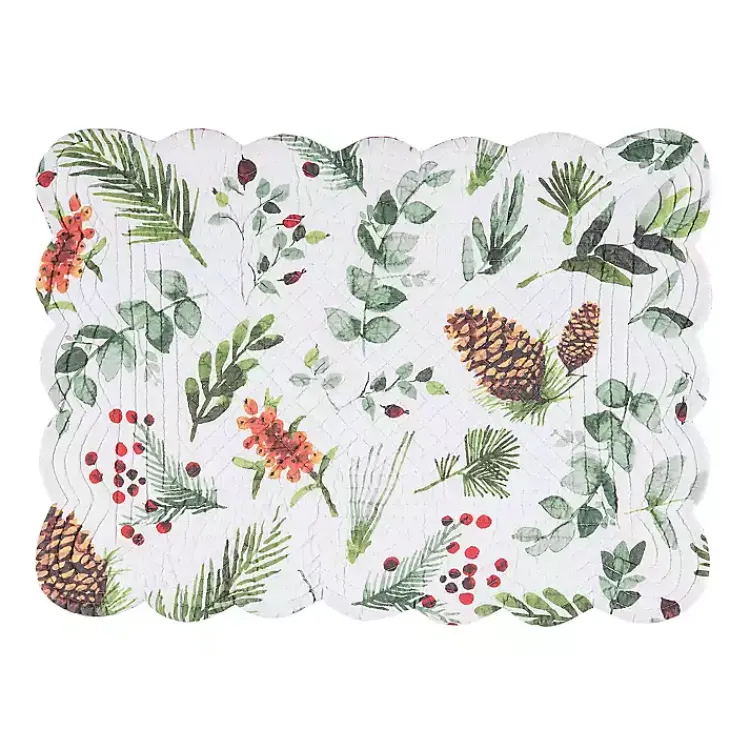 Christmas Dining & Entertaining>Kirklands Home Pinecone and Plaid Reversible Placemats, Set of 6
