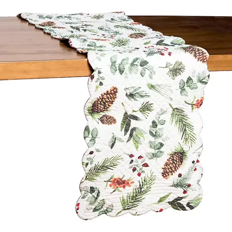 Christmas Dining & Entertaining>Kirklands Home Pinecone and Plaid Reversible Table Runner