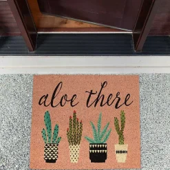 Kirklands Home Pink Aloe There Coir Doormat