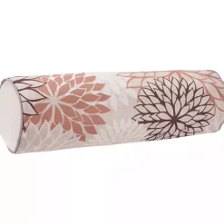 Kirklands Home and Beige Floral Outdoor Bolster Pillow Pink Best