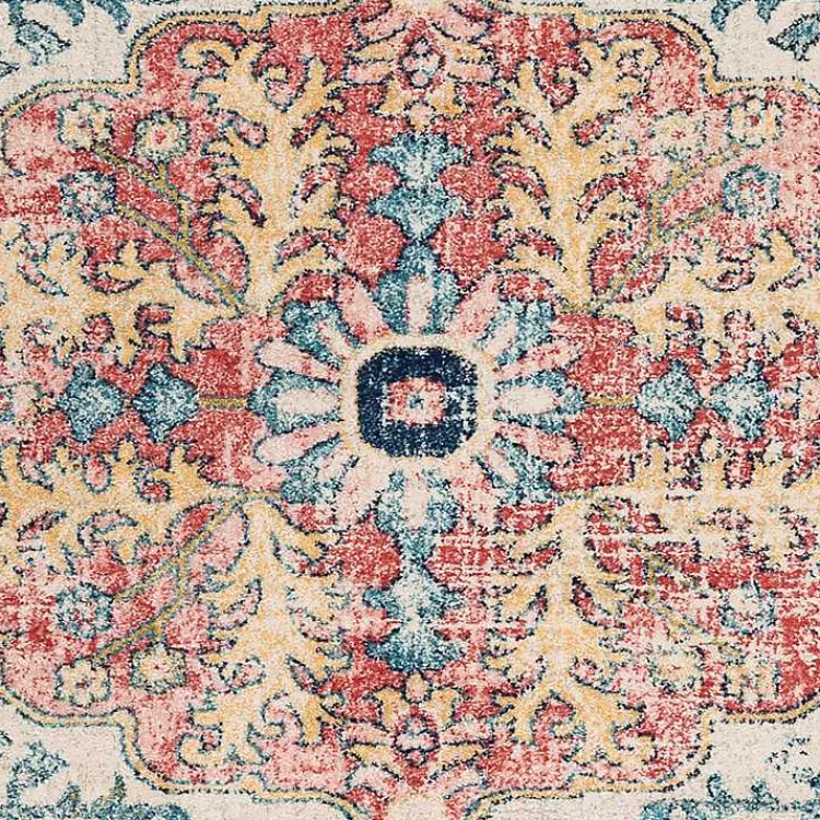 Kirklands Home Pink and Blue Traditional Medallion Area Rug, 8x12
