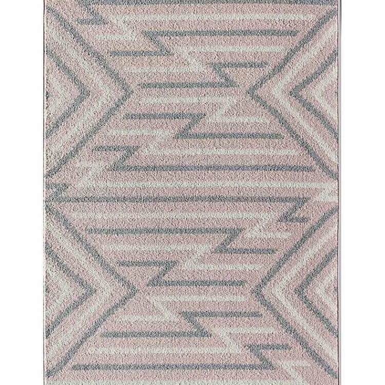 Kirklands Home Pink and Gray Zigzag Area Rug, 8x10 Sale