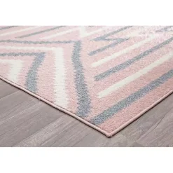 Kirklands Home Pink and Gray Zigzag Area Rug, 8x10 Sale