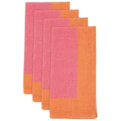 Kirklands Home Pink and Orange Colorblock Napkins, Set of 4 Online