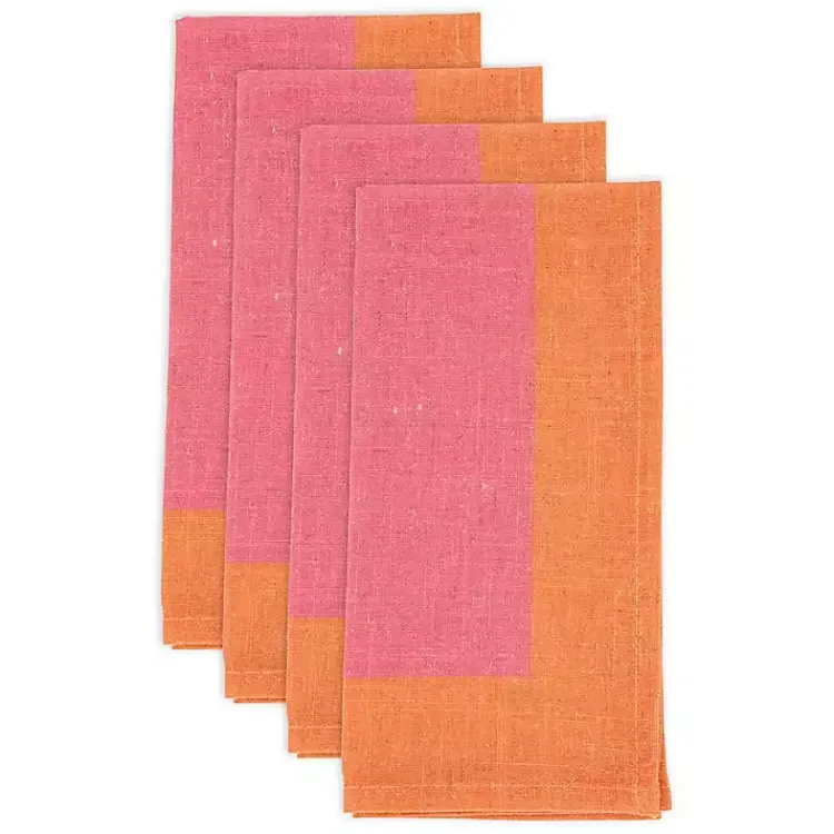Kirklands Home Pink and Orange Colorblock Napkins, Set of 4 Online