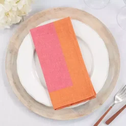 Kirklands Home Pink and Orange Colorblock Napkins, Set of 4 Online