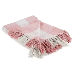 Blankets & Throws>Kirklands Home Pink and White Buffalo Check Throw