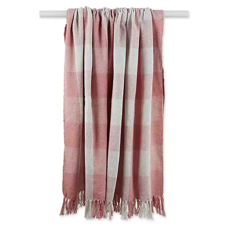 Blankets & Throws>Kirklands Home Pink and White Buffalo Check Throw