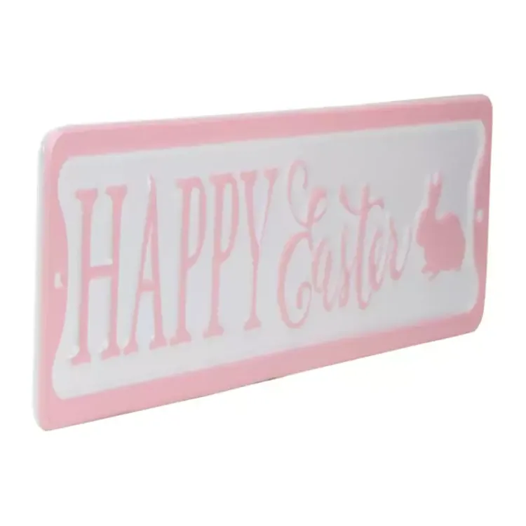 Easter Decorations>Kirklands Home Pink and White Metal Happy Easter Wall Plaque
