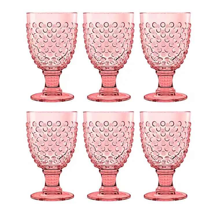Kirklands Home Beaded Acrylic Goblet Wine Glasses, Set of 6 Pink Best