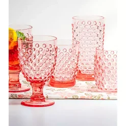 Kirklands Home Beaded Acrylic Goblet Wine Glasses, Set of 6 Pink Best