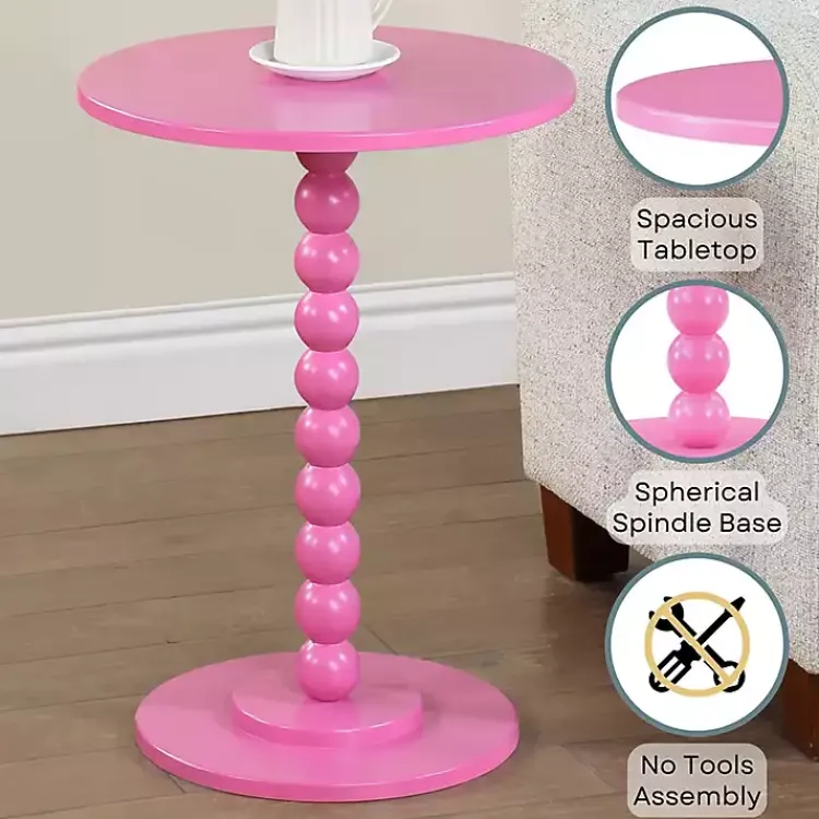 Kirklands Home Beaded Spindle Accent Table Pink Discount