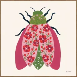 Kirklands Home Pink Beetle Framed Canvas Art Print Outlet