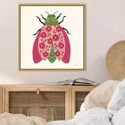 Kirklands Home Pink Beetle Framed Canvas Art Print Outlet