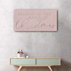 Christmas Art & Wall Decor>Kirklands Home Believe in Magic Christmas Canvas Art Print Pink