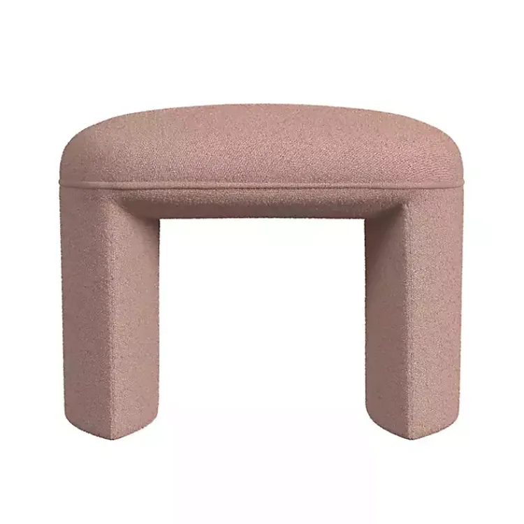 Kirklands Home Boucle Oval Upholstered Ottoman Pink Discount