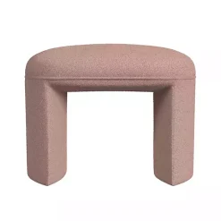 Kirklands Home Boucle Oval Upholstered Ottoman Pink Discount