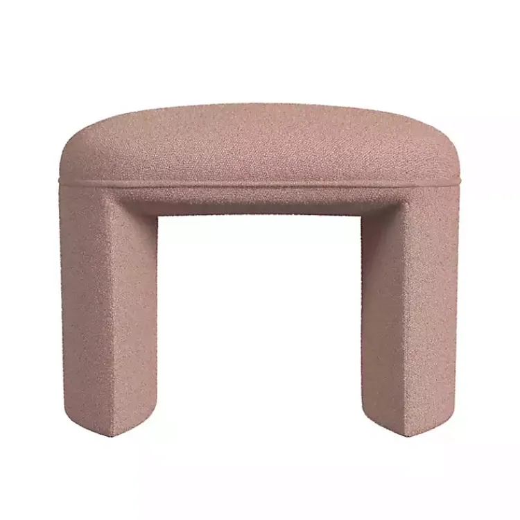 Kirklands Home Boucle Oval Upholstered Ottoman Pink Discount