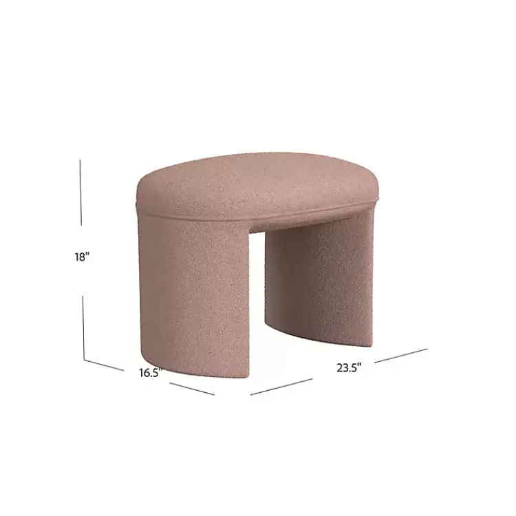 Kirklands Home Boucle Oval Upholstered Ottoman Pink Discount