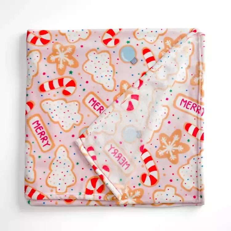 Blankets & Throws>Kirklands Home Christmas Cookies Plush Throw Pink