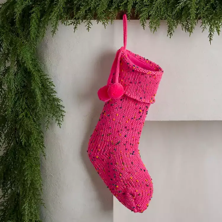 Christmas Stockings & Stocking Holders>Kirklands Home Confetti Knit Christmas Stocking Pink