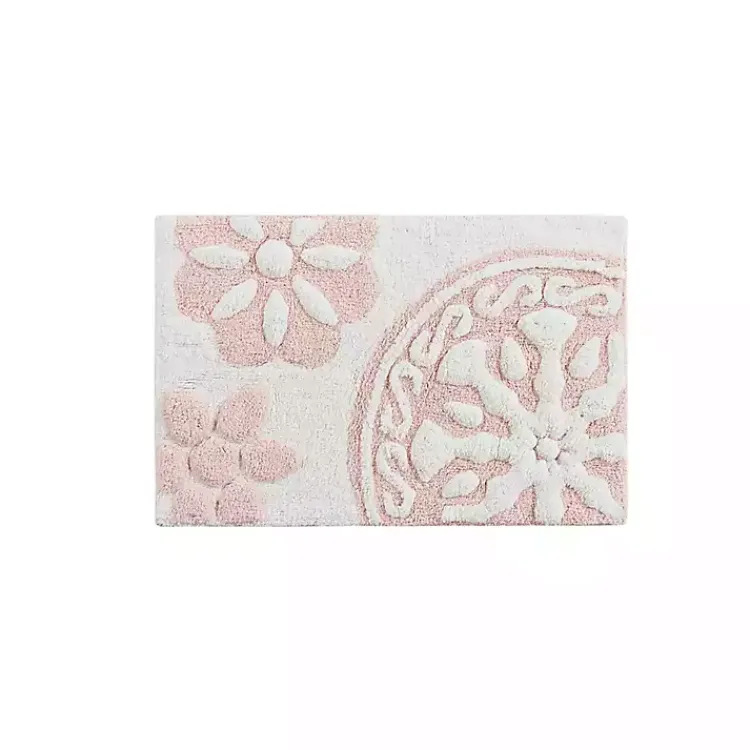 Kirklands Home Cotton Tufted Medallion Bath Mat, 30 in. Pink Hot