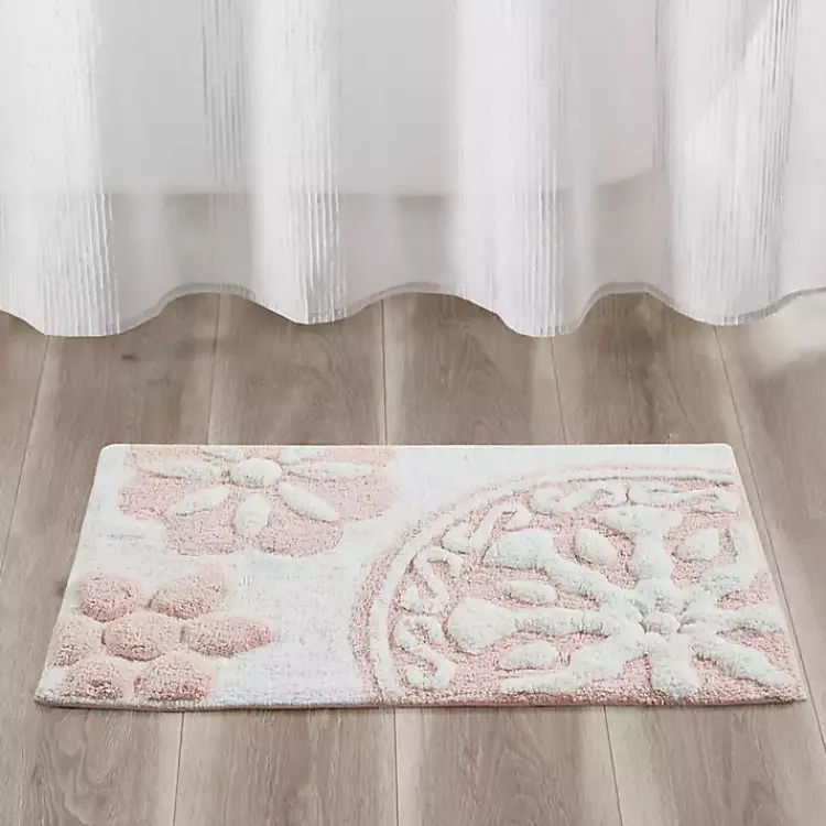 Kirklands Home Cotton Tufted Medallion Bath Mat, 30 in. Pink Hot