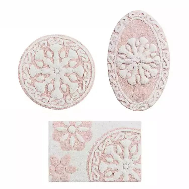 Kirklands Home Cotton Tufted Medallion Bath Mat, 30 in. Pink Hot
