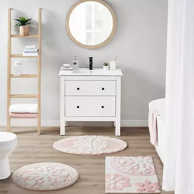 Kirklands Home Cotton Tufted Medallion Bath Mat, 25 in. Pink New