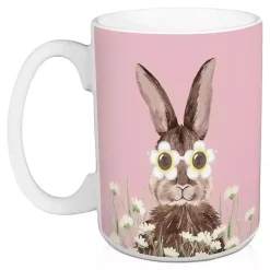 Easter Decorations>Kirklands Home Pink Daisy Sunny Bunny Mugs, Set of 2