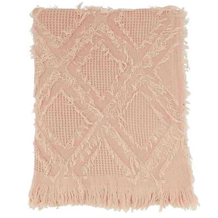 Blankets & Throws>Kirklands Home Diamond Pattern Throw Blanket Pink
