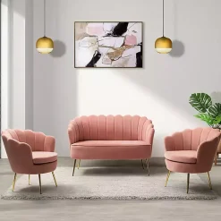 Kirklands Home Donata Velvet Tufted Loveseat Pink Discount