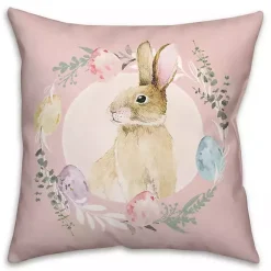 Easter Decorations>Kirklands Home Easter Bunny Wreath Pillow Pink