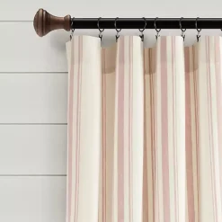 Kirklands Home Farmhouse Stripe Curtain Panel Set, 84 in. Pink