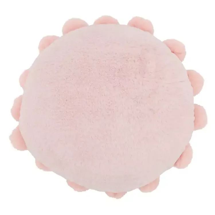 Pillows>Kirklands Home Faux Fur Round Pom Pom Throw Pillow Pink