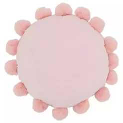 Pillows>Kirklands Home Faux Fur Round Pom Pom Throw Pillow Pink