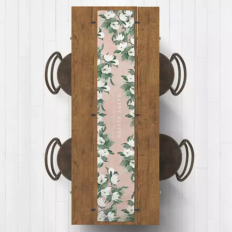 Easter Decorations>Kirklands Home Pink Floral Print Cotton Twill Table Runner