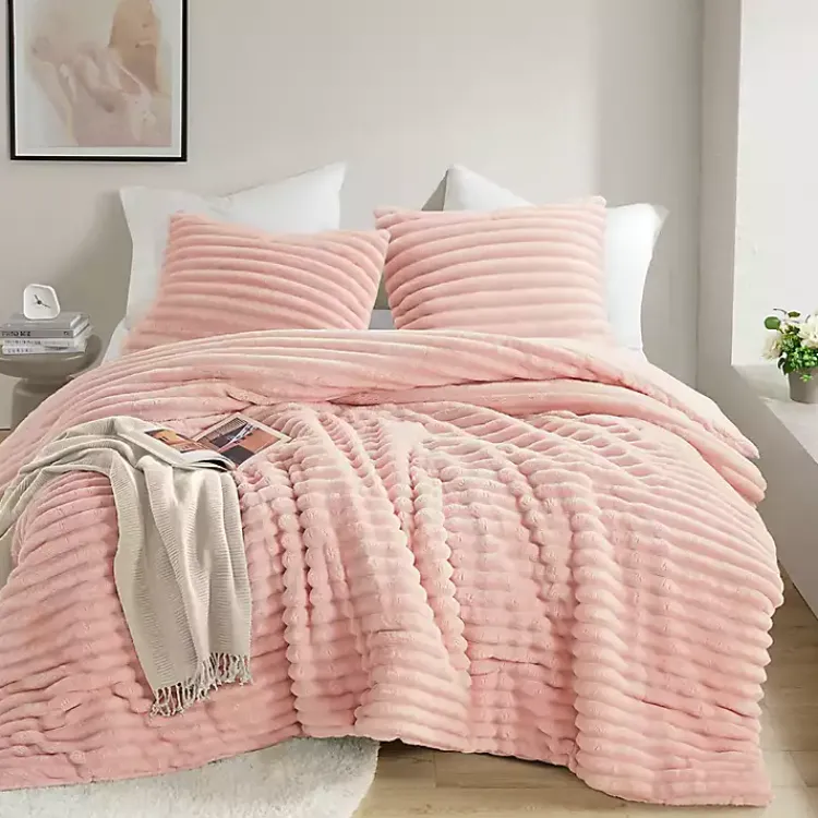 Kirklands Home Fluffy Ribbed 3-pc. King Comforter Set Pink Discount