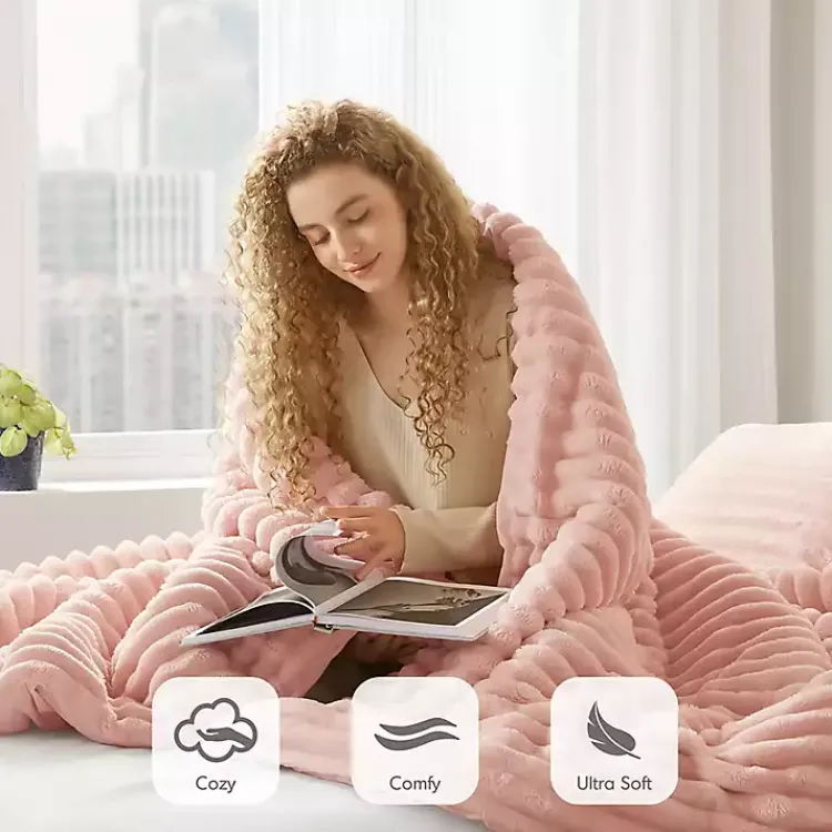 Kirklands Home Fluffy Ribbed 3-pc. King Comforter Set Pink Discount