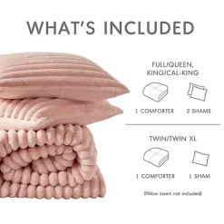 Kirklands Home Fluffy Ribbed 3-pc. King Comforter Set Pink Discount