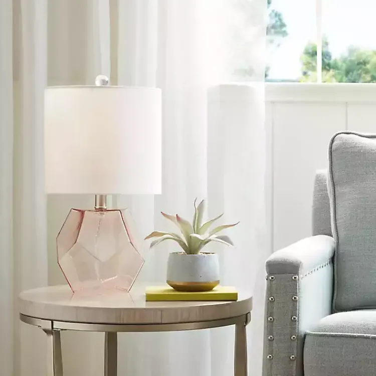 Kirklands Home Pink Glass Stella Table Lamp White Hot