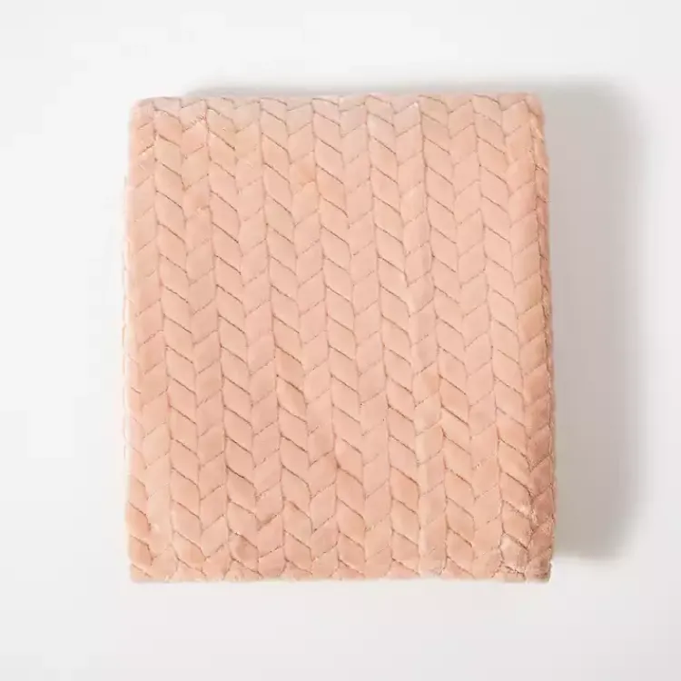 Blankets & Throws>Kirklands Home Heavenly Herringbone Plush Throw Pink