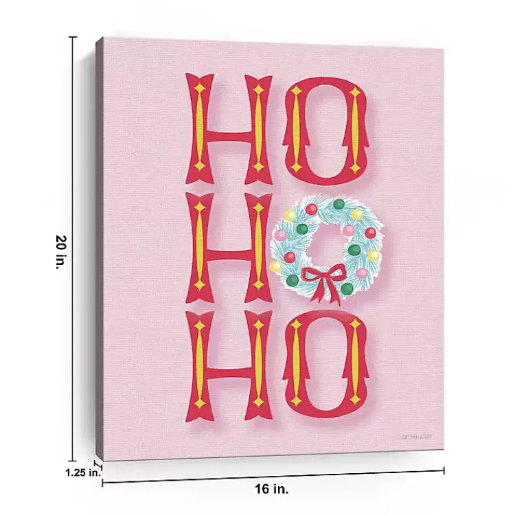 Christmas Art & Wall Decor>Kirklands Home Pink Ho Ho Ho Wreath Canvas Print