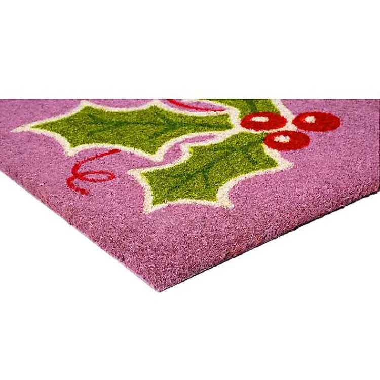 Outdoor Christmas Decorations>Kirklands Home Pink Holly Sprig Doormat